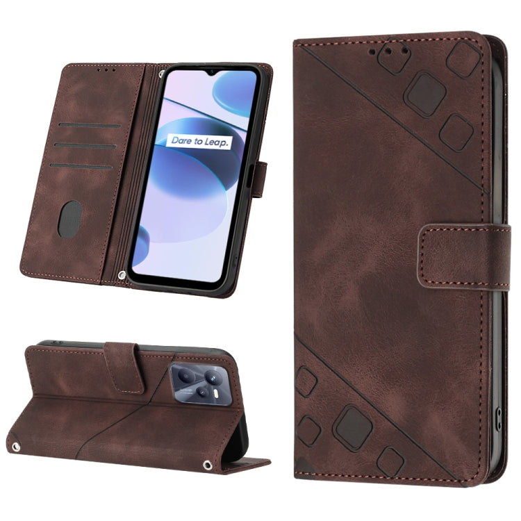 For Realme C35 Skin-feel Embossed Leather Phone Case