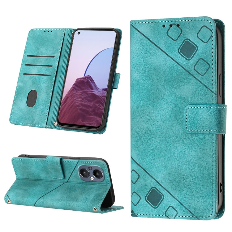 Skin-feel Embossed Leather Phone Case For OnePlus Nord N20 5G / OPPO Reno7 Z 5G / F21 Pro 5G Indian / Reno7 Lite 5G / Reno8 Lite 5G