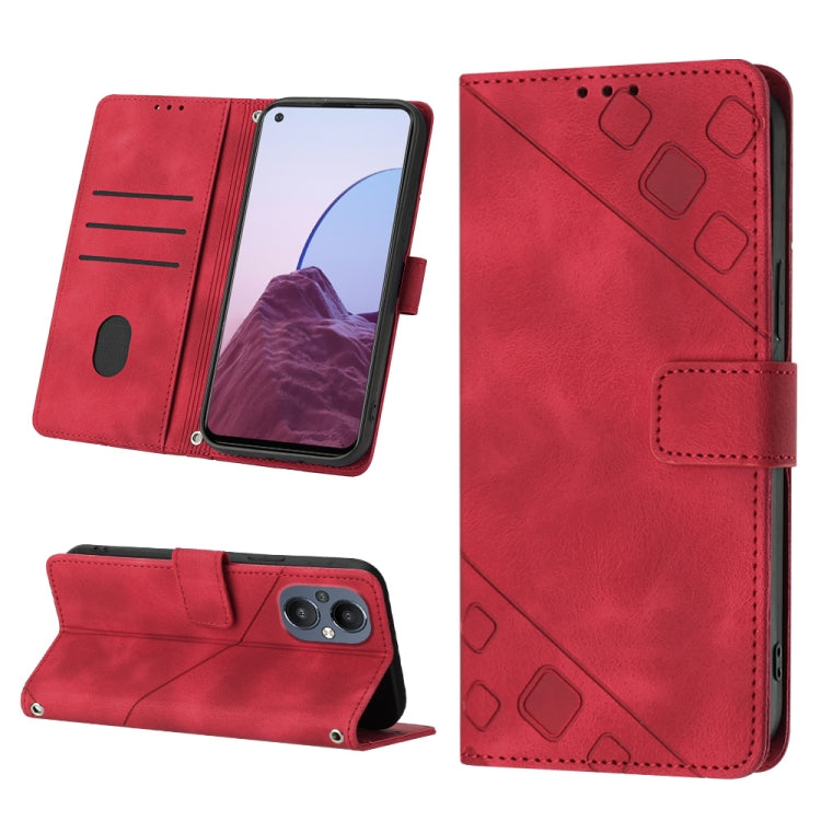 Skin-feel Embossed Leather Phone Case For OnePlus Nord N20 5G / OPPO Reno7 Z 5G / F21 Pro 5G Indian / Reno7 Lite 5G / Reno8 Lite 5G