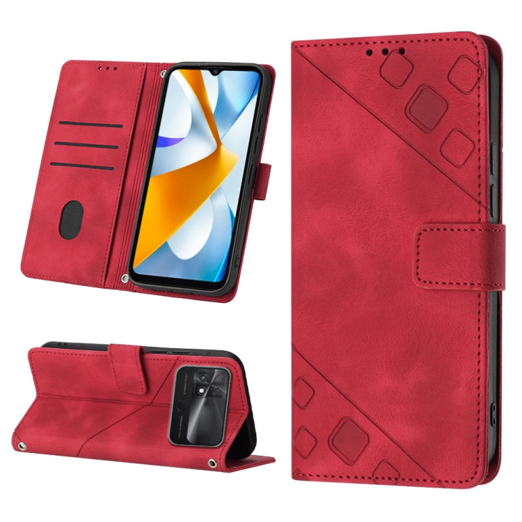 For Xiaomi Poco C40 Skin-feel Embossed Leather Phone Case