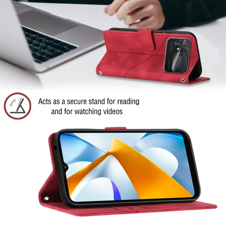 For Xiaomi Poco C40 Skin-feel Embossed Leather Phone Case