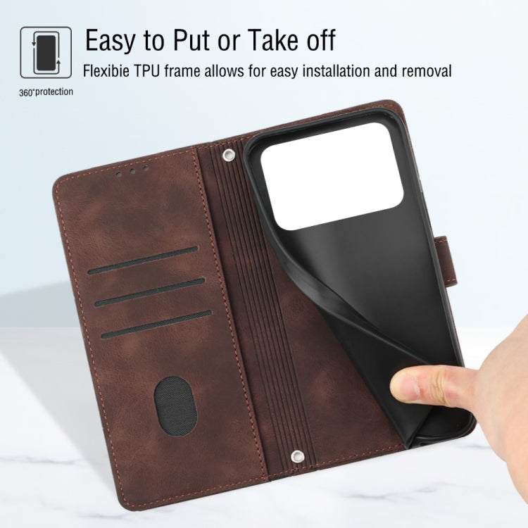 For Xiaomi Poco C40 Skin-feel Embossed Leather Phone Case