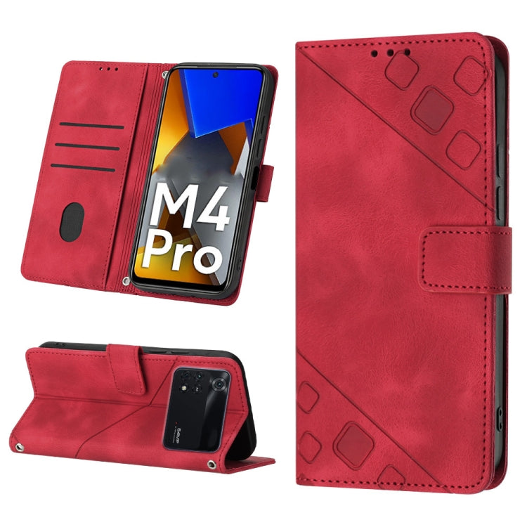 For Xiaomi Poco M4 Pro 4G Skin-feel Embossed Leather Phone Case
