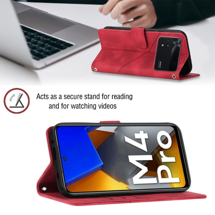 For Xiaomi Poco M4 Pro 4G Skin-feel Embossed Leather Phone Case