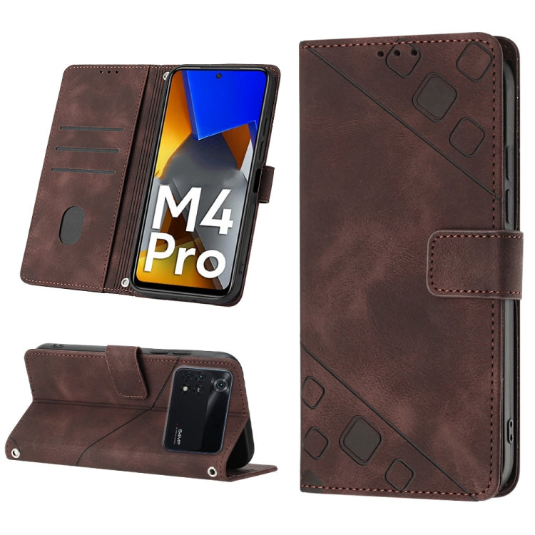 For Xiaomi Poco M4 Pro 4G Skin-feel Embossed Leather Phone Case