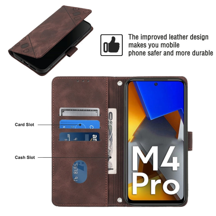 For Xiaomi Poco M4 Pro 4G Skin-feel Embossed Leather Phone Case