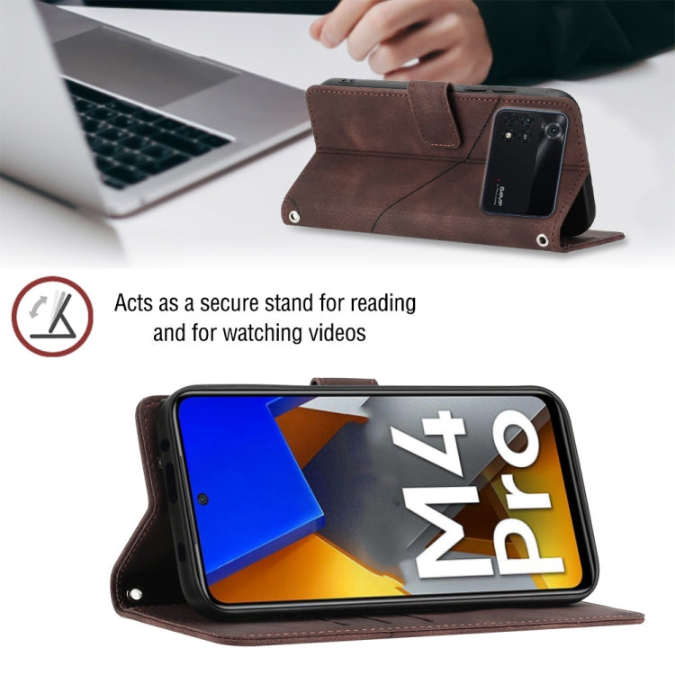 For Xiaomi Poco M4 Pro 4G Skin-feel Embossed Leather Phone Case