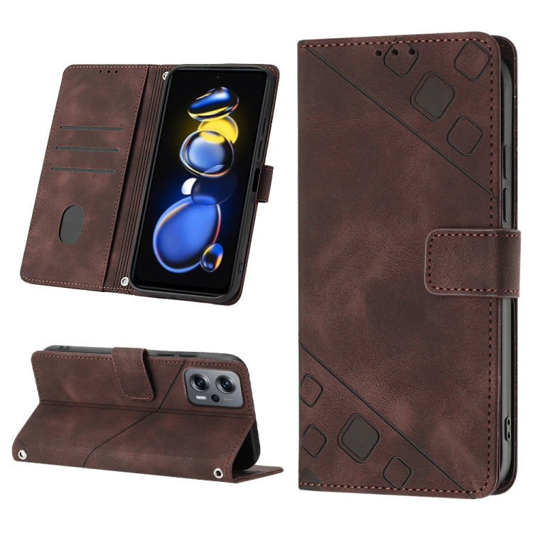 For Xiaomi Redmi Note 11T Pro 5G / 11T Pro+ 5G Skin-feel Embossed Leather Phone Case