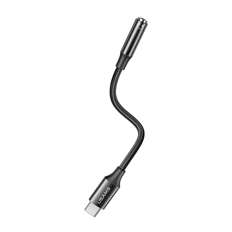 USAMS US-SJ599 AU16 Aluminum Alloy USB-C / Type-C to 3.5DC Audio Adapter Cable(Black)