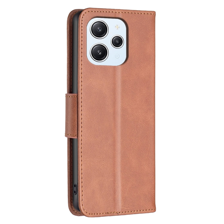 For Xiaomi Redmi 12 4G Lambskin Texture Pure Color Flip Leather Phone Case