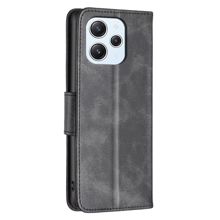 For Xiaomi Redmi 12 4G Lambskin Texture Pure Color Flip Leather Phone Case