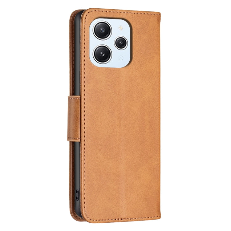 For Xiaomi Redmi 12 4G Lambskin Texture Pure Color Flip Leather Phone Case