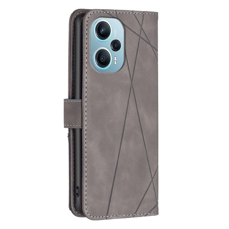 For Xiaomi Poco F5 5G / Redmi Note 12 Turbo Magnetic Buckle Rhombus Texture Leather Phone Case