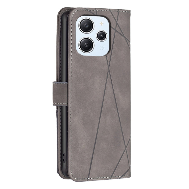 For Xiaomi Redmi 12 4G Magnetic Buckle Rhombus Texture Leather Phone Case