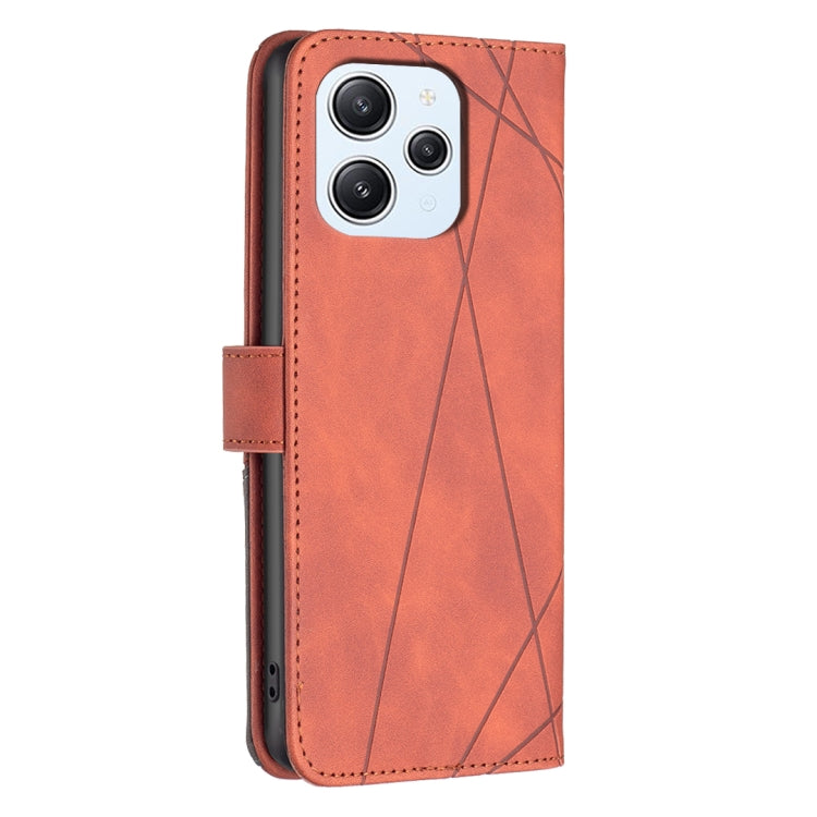 For Xiaomi Redmi 12 4G Magnetic Buckle Rhombus Texture Leather Phone Case