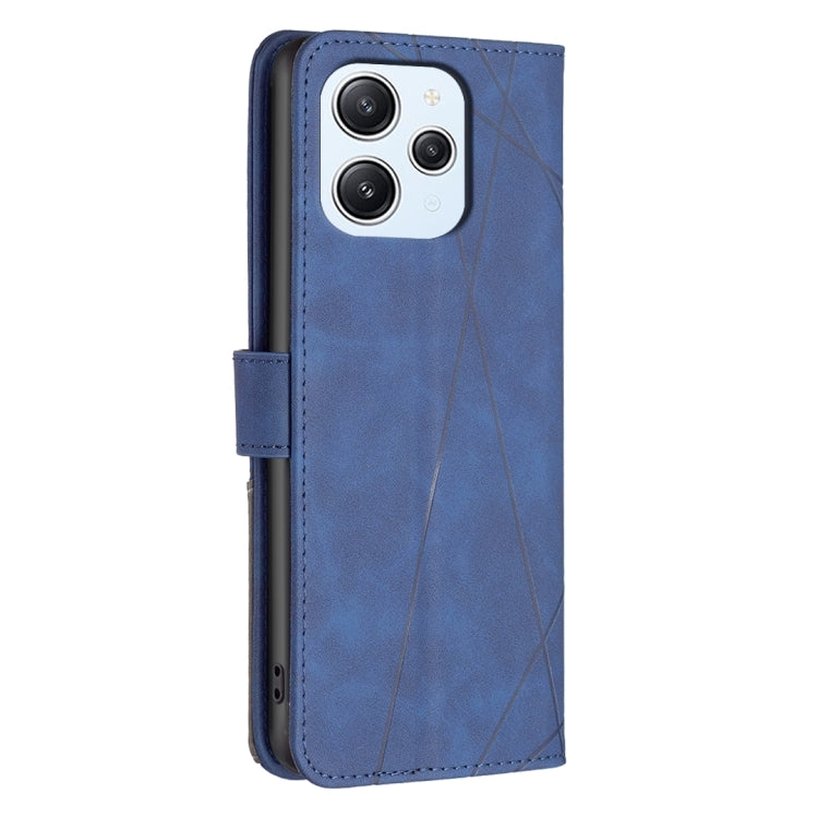 For Xiaomi Redmi 12 4G Magnetic Buckle Rhombus Texture Leather Phone Case