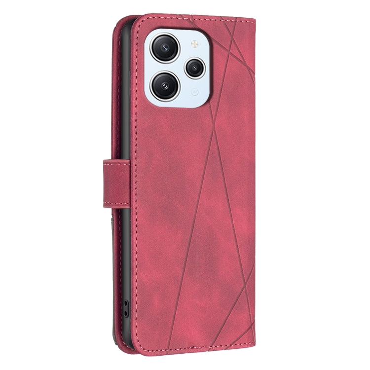 For Xiaomi Redmi 12 4G Magnetic Buckle Rhombus Texture Leather Phone Case