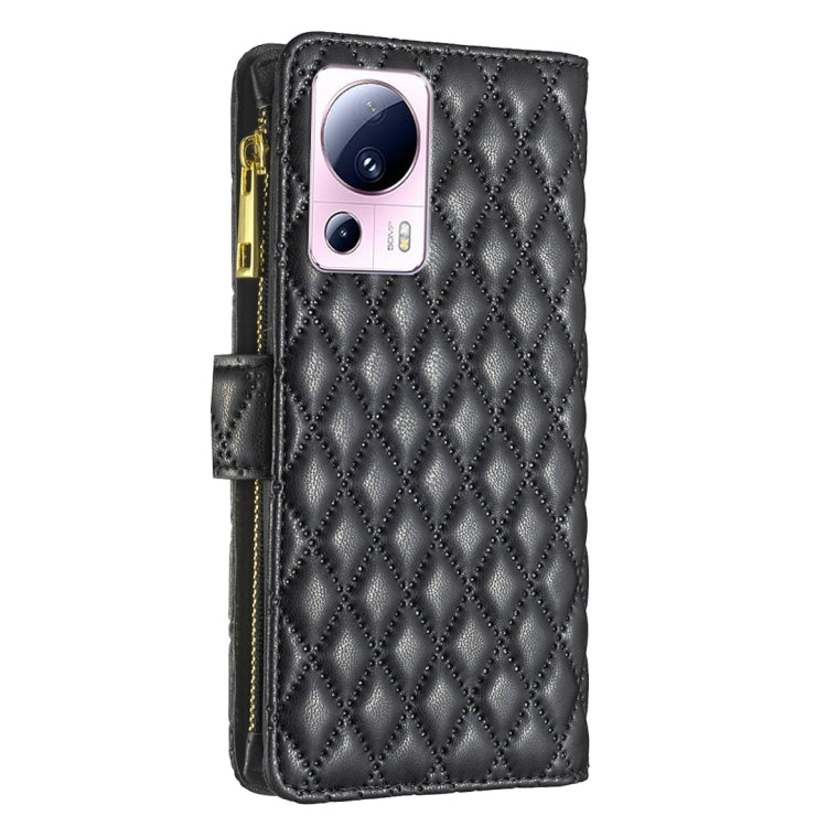 For Xiaomi 13 Lite / Civi 2 Diamond Lattice Zipper Wallet Leather Flip Phone Case