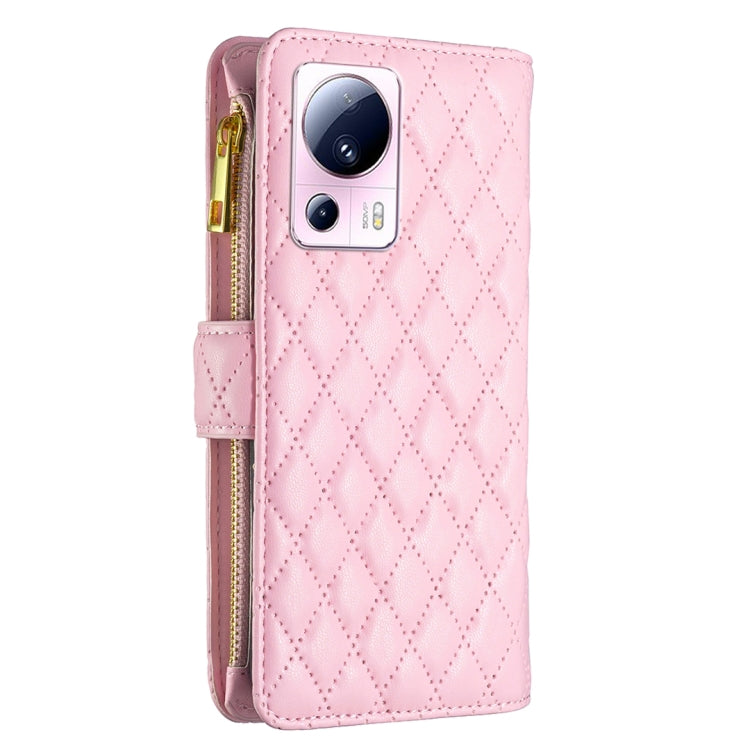 For Xiaomi 13 Lite / Civi 2 Diamond Lattice Zipper Wallet Leather Flip Phone Case