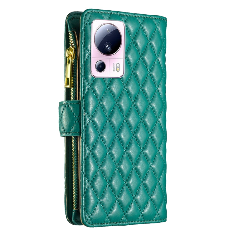For Xiaomi 13 Lite / Civi 2 Diamond Lattice Zipper Wallet Leather Flip Phone Case
