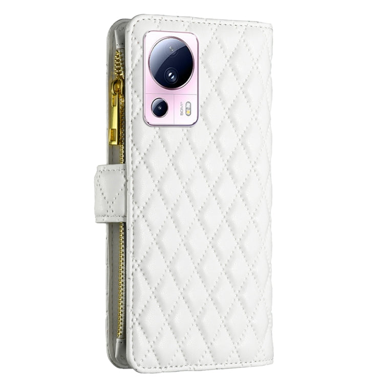 For Xiaomi 13 Lite / Civi 2 Diamond Lattice Zipper Wallet Leather Flip Phone Case