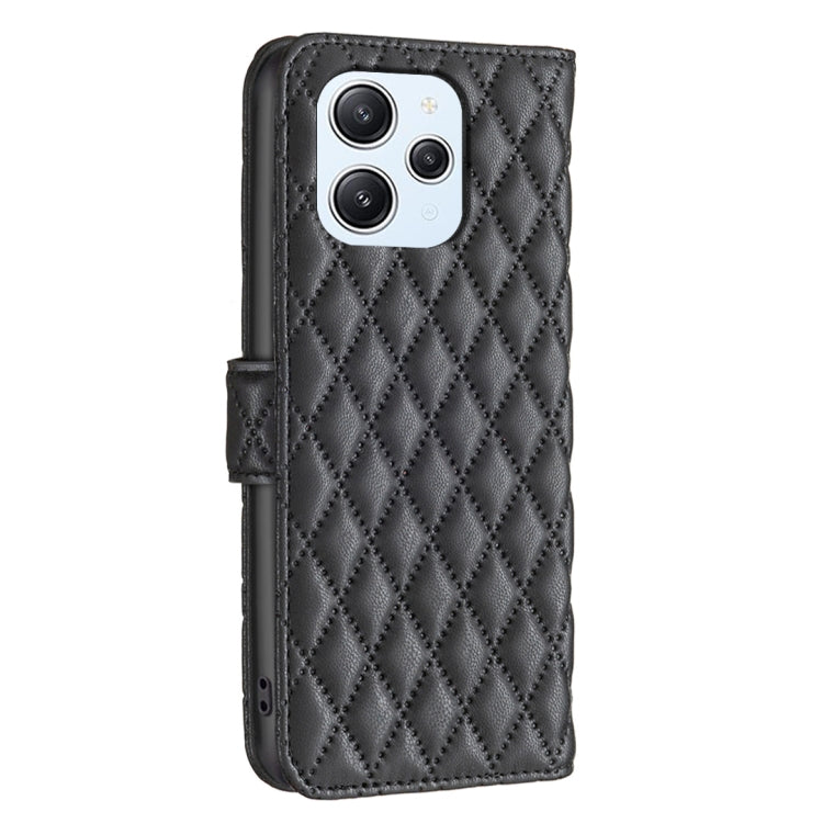 For Xiaomi Redmi 12 4G Diamond Lattice Wallet Leather Flip Phone Case
