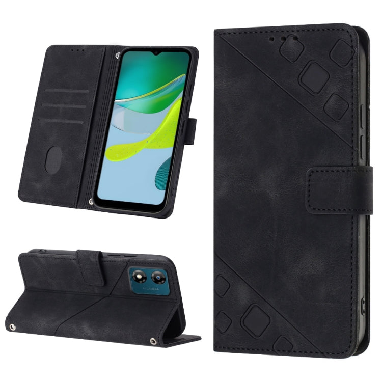 For Motorola Moto E13 Skin-feel Embossed Leather Phone Case