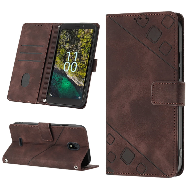 For Nokia C100 Skin-feel Embossed Leather Phone Case