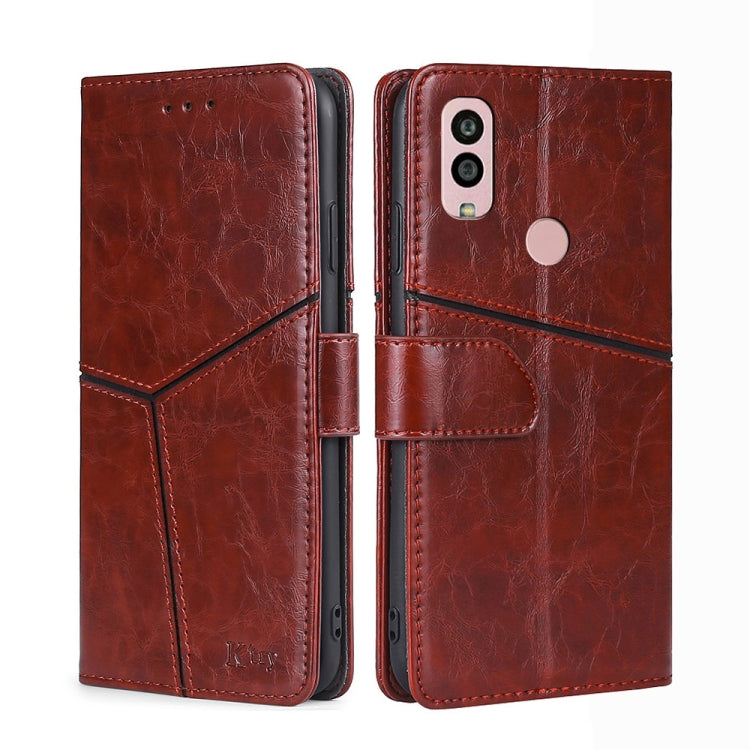 For Kyocera Android One S10 Geometric Stitching Leather Phone Case