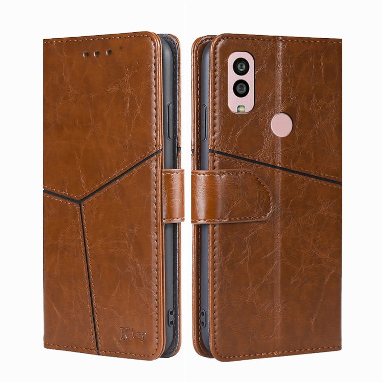 For Kyocera Android One S10 Geometric Stitching Leather Phone Case