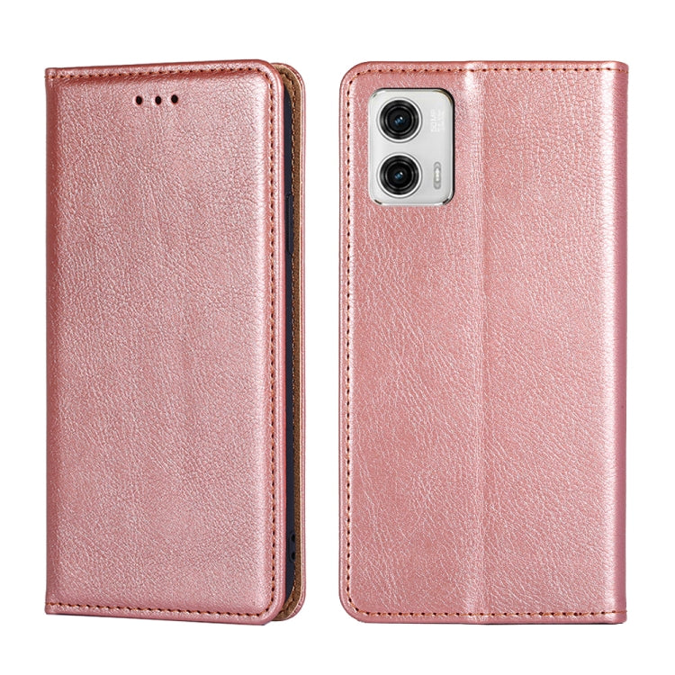 For Motorola Moto G73 5G Gloss Oil Solid Color Magnetic Leather Phone Case