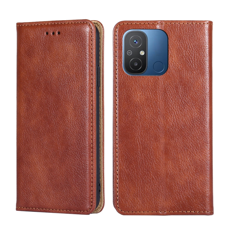 For Xiaomi Redmi 12C 4G Gloss Oil Solid Color Magnetic Leather Phone Case