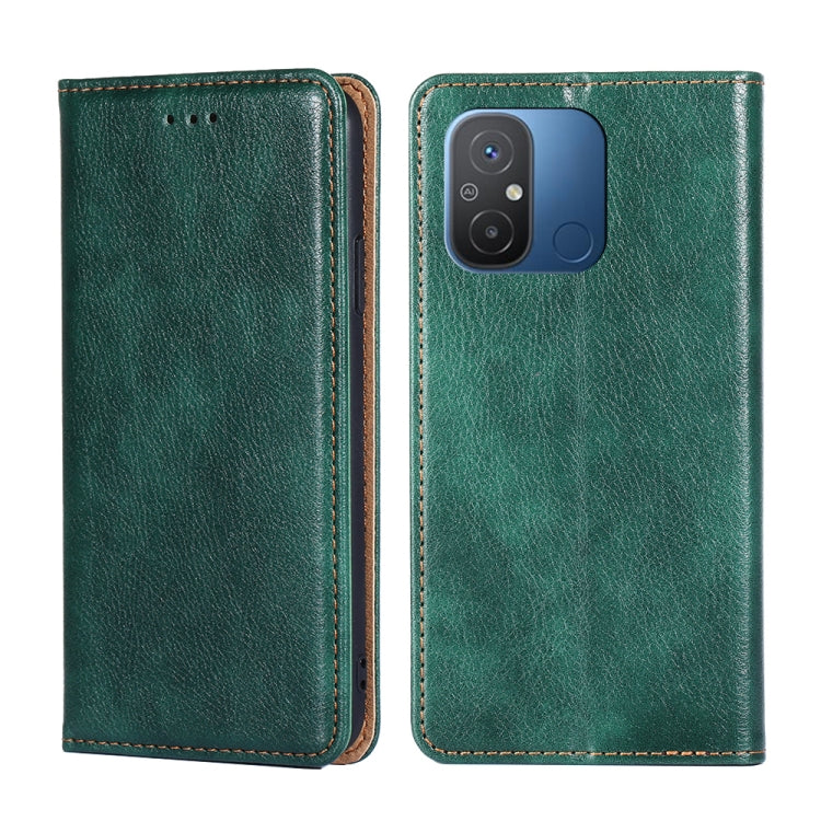 For Xiaomi Redmi 12C 4G Gloss Oil Solid Color Magnetic Leather Phone Case