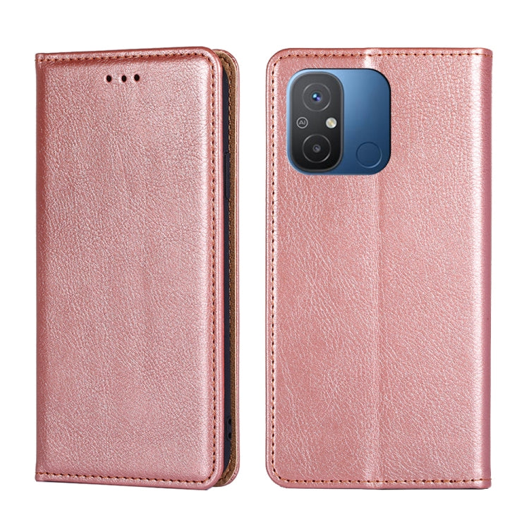 For Xiaomi Redmi 12C 4G Gloss Oil Solid Color Magnetic Leather Phone Case