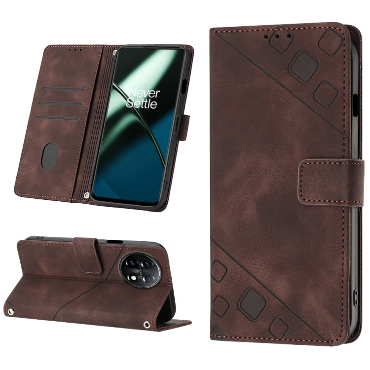 For OnePlus 11 Skin-feel Embossed Leather Phone Case