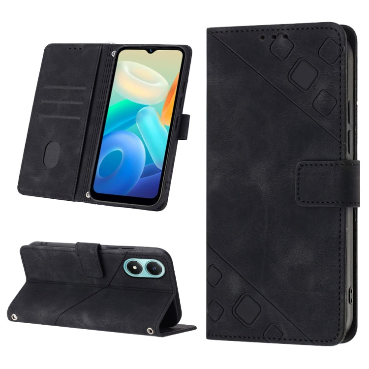 For vivo Y02s Skin-feel Embossed Leather Phone Case