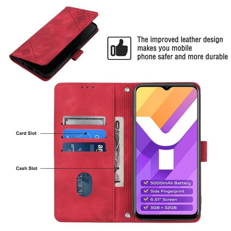 For vivo Y15s 2021 / Y15a Skin-feel Embossed Leather Phone Case