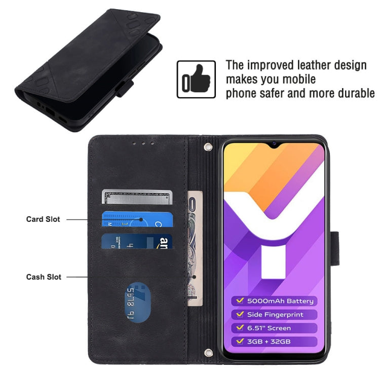 For vivo Y15s 2021 / Y15a Skin-feel Embossed Leather Phone Case