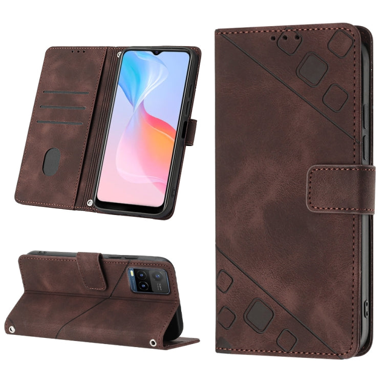 For vivo Y21 2021 / Y33s / Y21s Skin-feel Embossed Leather Phone Case