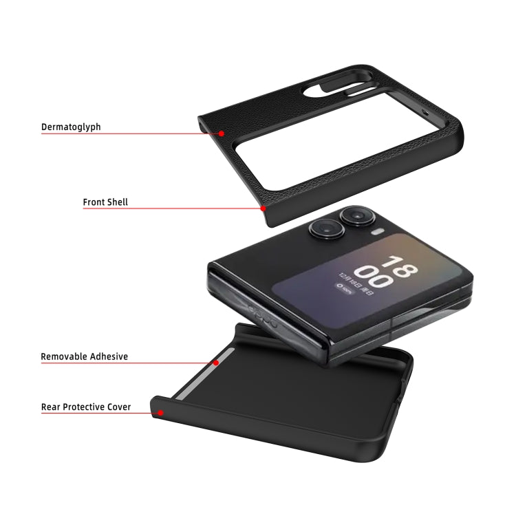 For OPPO Find N2 Flip Skin Feel Litchi Texture Ultra-thin Shockproof Phone Case