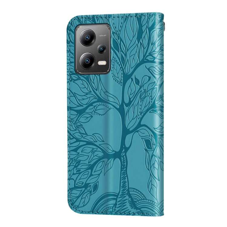 For Xiaomi Poco X5 Life Tree Embossing Pattern Leather Phone Case
