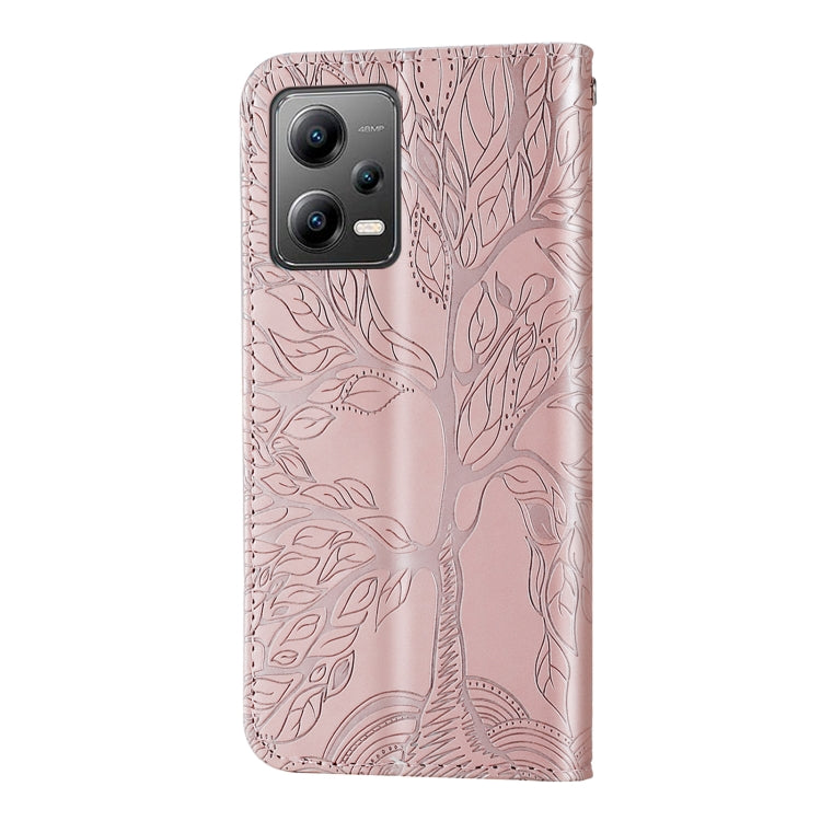 For Xiaomi Poco X5 Life Tree Embossing Pattern Leather Phone Case