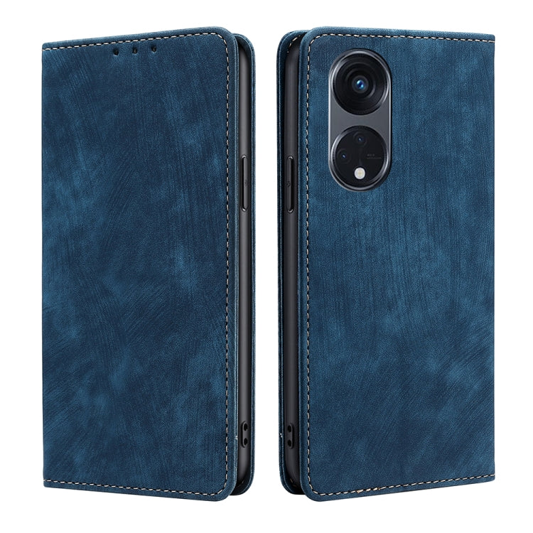 For OPPO Reno8 T 5G/A1 Pro 5G RFID Anti-theft Brush Magnetic Leather Phone Case