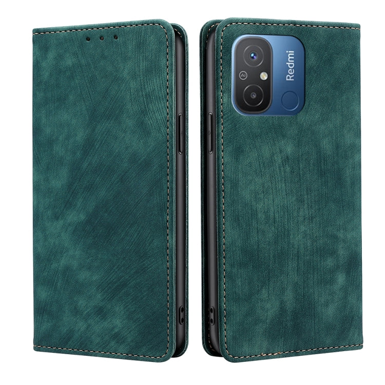 For Xiaomi Redmi 12C 4G RFID Anti-theft Brush Magnetic Leather Phone Case