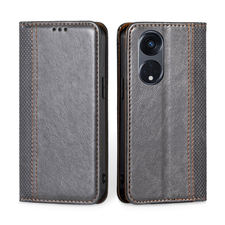 For OPPO Reno8 T 5G/A1 Pro 5G Grid Texture Magnetic Flip Leather Phone Case
