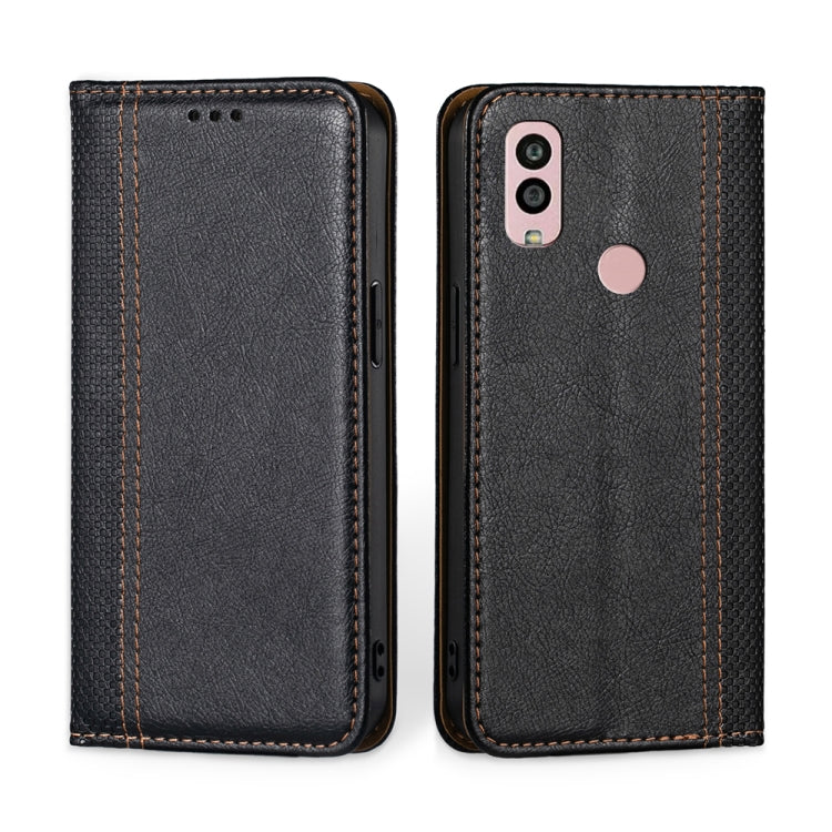 For Kyocera Android One S10 Grid Texture Magnetic Flip Leather Phone Case