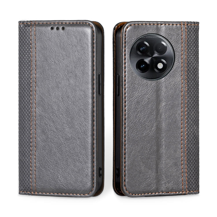For OnePlus Ace 2/11R Grid Texture Magnetic Flip Leather Phone Case