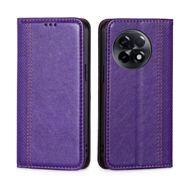 For OnePlus Ace 2/11R Grid Texture Magnetic Flip Leather Phone Case