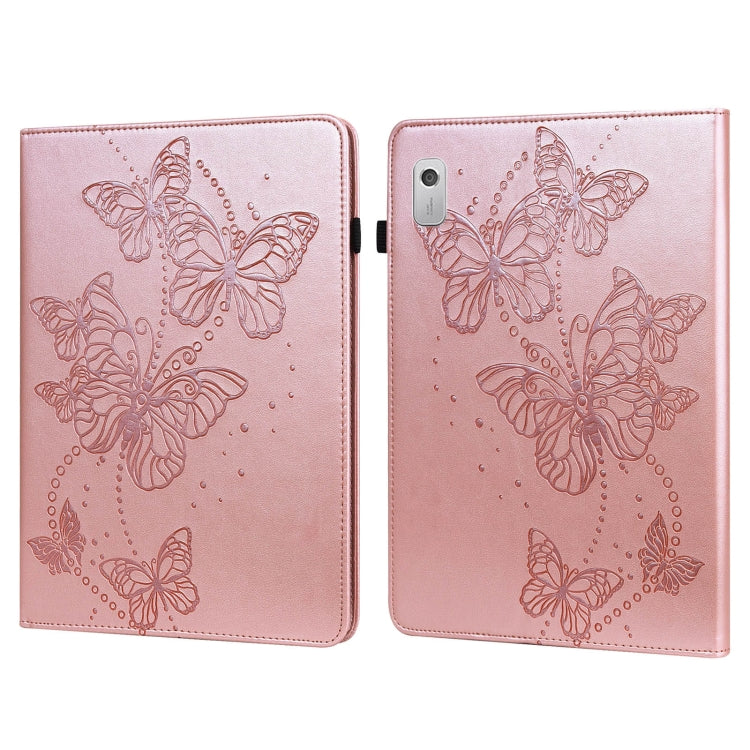 For Lenovo Tab M9 Embossed Butterfly Pattern Leather Tablet Case