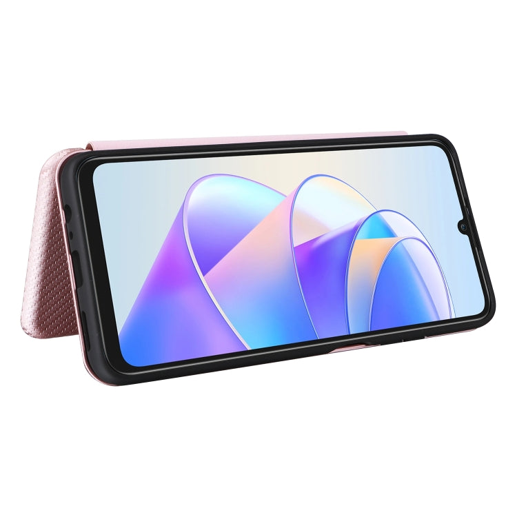 For Honor X7a Carbon Fiber Texture Flip Leather Phone Case